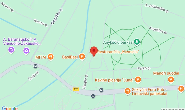 Istorijų dvarelis (Paupio g. 10 Anykščiai) žemėlapis