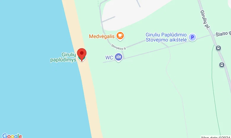 Girulių paplūdimys žemėlapis