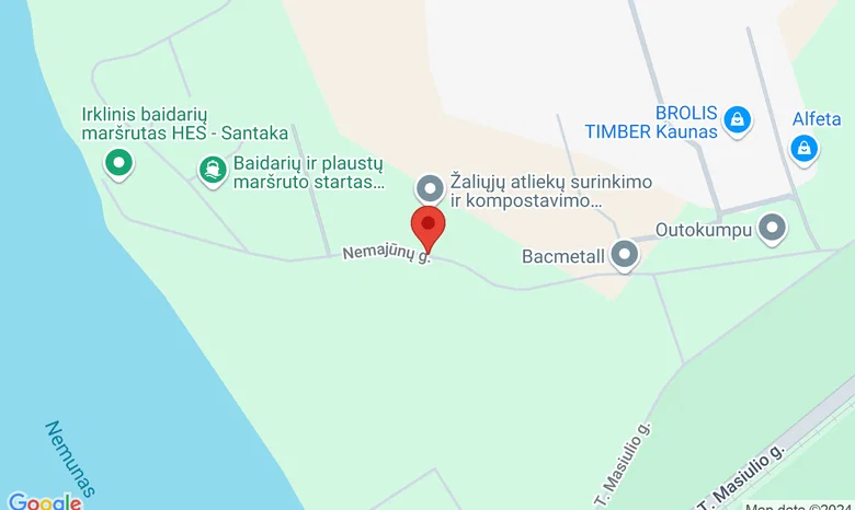 Starto vieta prie Kauno hidroelektrinės. Starto vieta randasi Nemajūnų gatvės gale. žemėlapis
