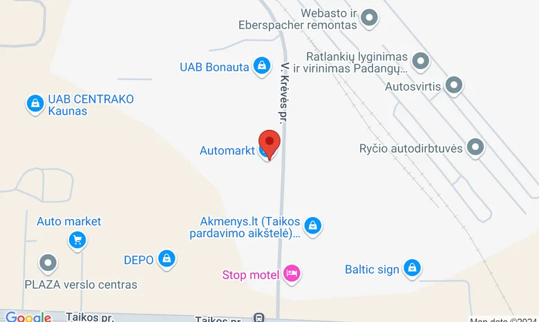 Šilo parduotuvės automobilių aikštelė Petrašiūnuose žemėlapis