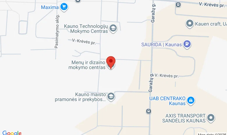 Menų ir dizaino mokymo centras žemėlapis