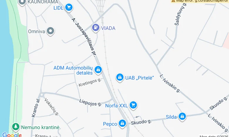 Istorinės „Kautra“ autobusų dirbtuvės žemėlapis