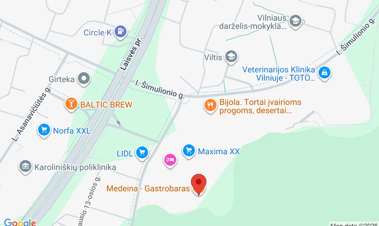Medeina - Gastrobaras žemėlapis