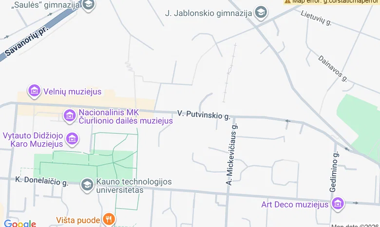 Maironio ir V. Putvinskio gatvių kampas žemėlapis