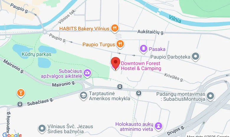 Downtown Forest Hostel & Camping, Vilnius žemėlapis