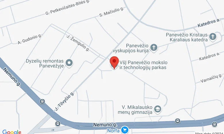 Panevėžio mokslo ir technologijų parkas žemėlapis