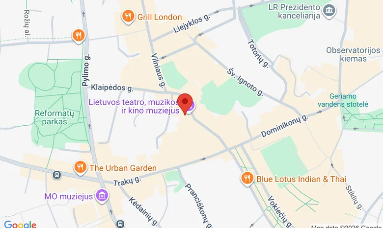Lietuvos teatro, muzikos ir kino muziejus MUZEOTEKA žemėlapis