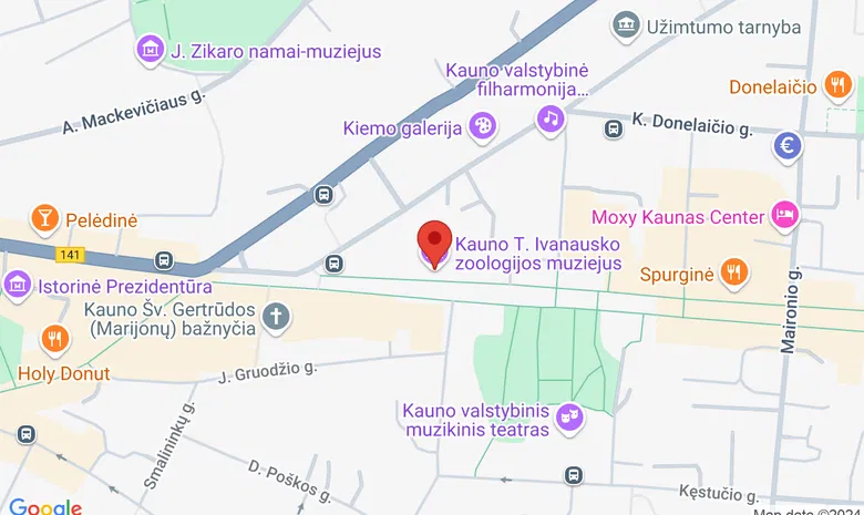 Kauno T. Ivanausko zoologijos muziejus žemėlapis