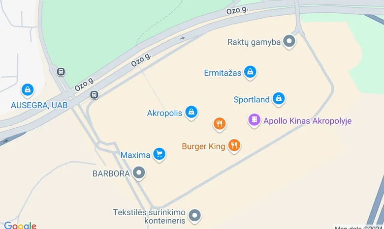 Aikštelė priešais „Akropolį“ (Ozo g. 25, Vilnius), iš Ozo gatvės pusės žemėlapis