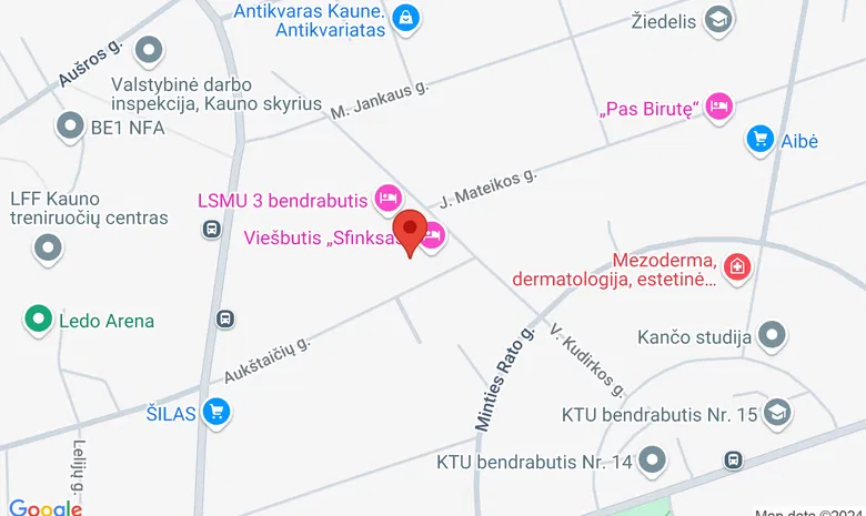 Viešbutis - restoranas "Sfinksas" žemėlapis