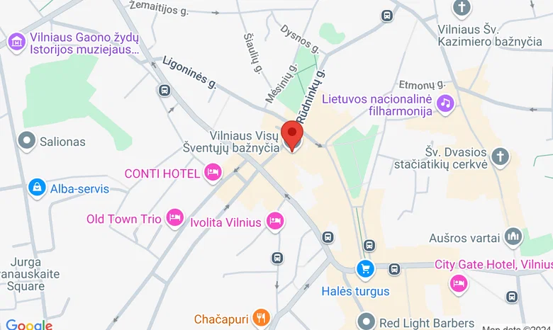  Vilniaus Visų Šventųjų bažnyčios parapijos salė žemėlapis