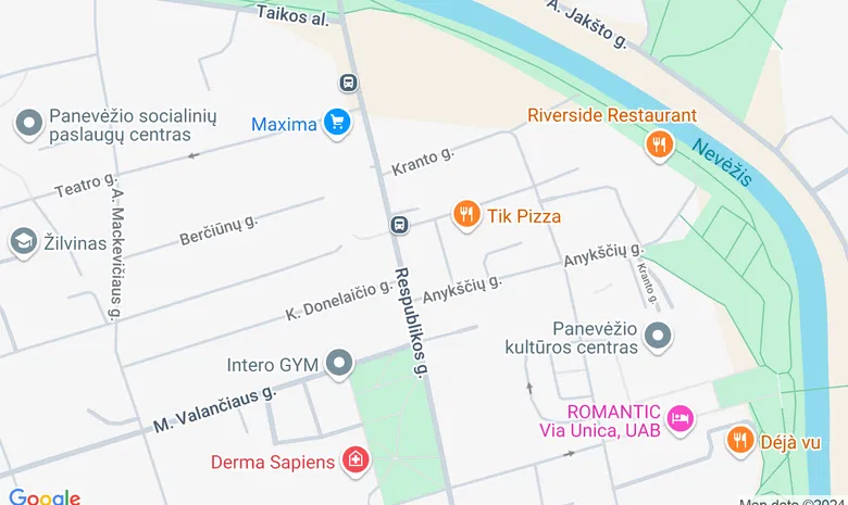 Panevėžio miesto sav. visuomenės sveikatos biuras žemėlapis