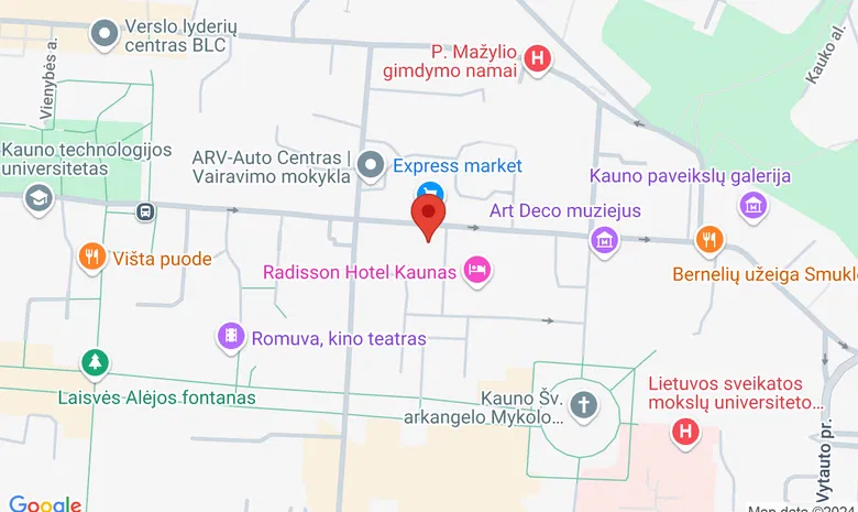 Kauno krikščionių bažnyčia žemėlapis