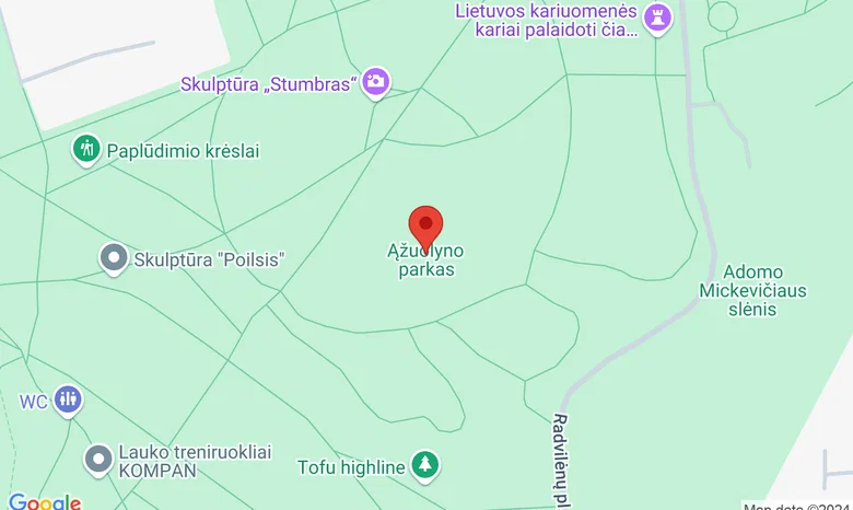 Kauno ąžuolynas, prie lauko treniruoklių žemėlapis