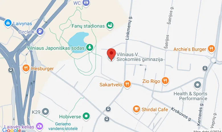Vilniaus Vladislavo Sirokomlės gimnazija žemėlapis
