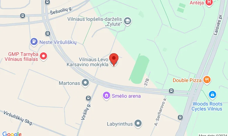 Vilniaus Levo Karsavino vidurinė mokykla, sporto salė žemėlapis