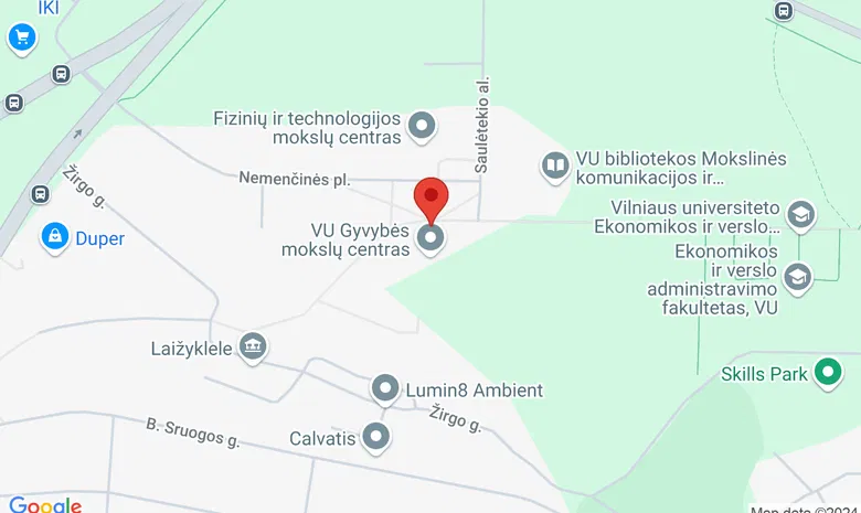 VU zoologijos muziejus žemėlapis
