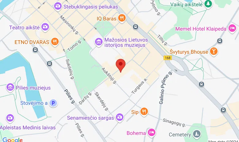 Viešbučio "Euterpė" restoranas-kavinė žemėlapis