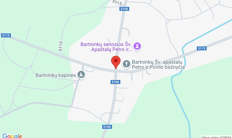 Bartninkų bažnyčios griuvėsiai žemėlapis