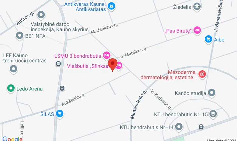 Viešbutis - restoranas "Sfinksas" žemėlapis