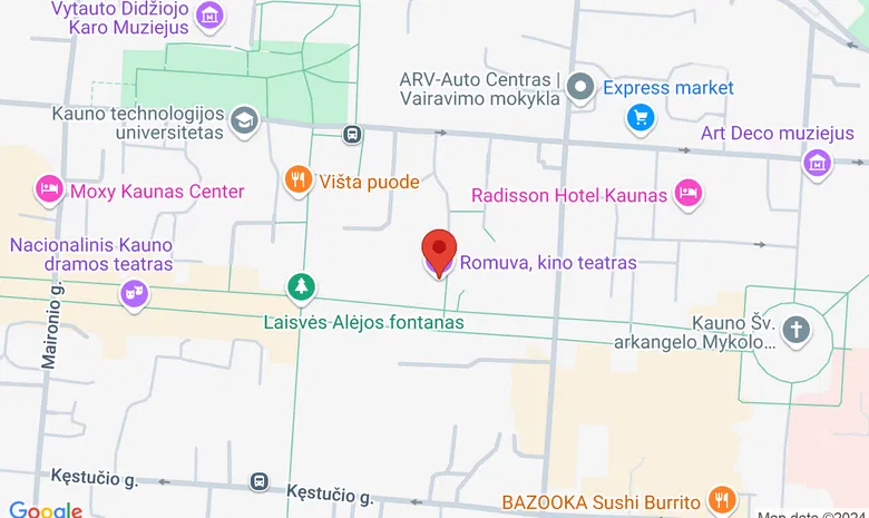 Kauno kino centras „Romuva“ žemėlapis