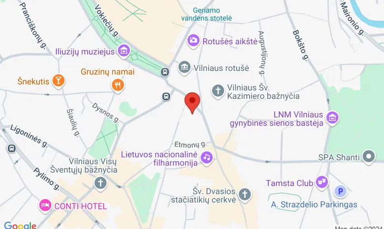 Restoranas "Astorija Brasserie" žemėlapis