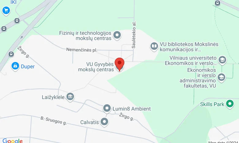Vilniaus universiteto Gyvybės mokslų centras žemėlapis