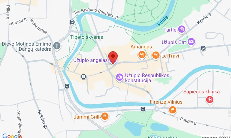 Užupio angelo skulptūra žemėlapis
