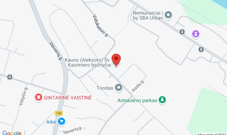 Aleksoto Šv. Kazimiero bažnyčia (Antakalnio g. 35) žemėlapis