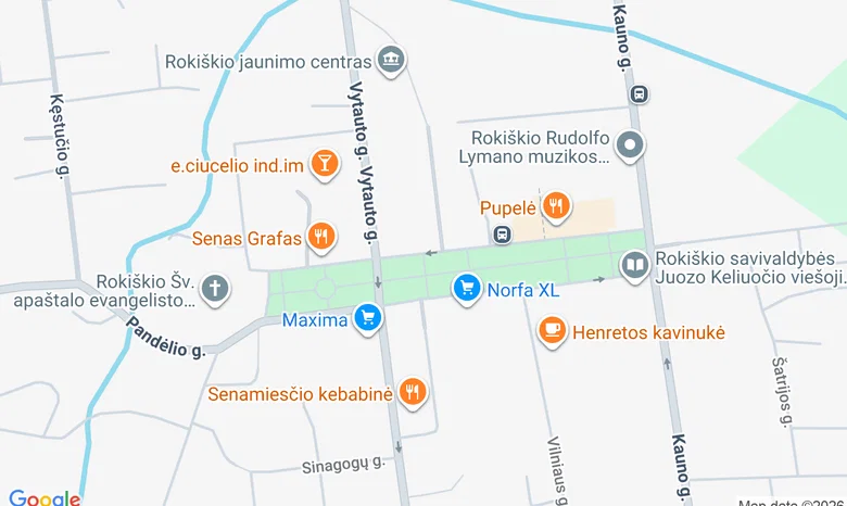 Rokiškio miestas žemėlapis