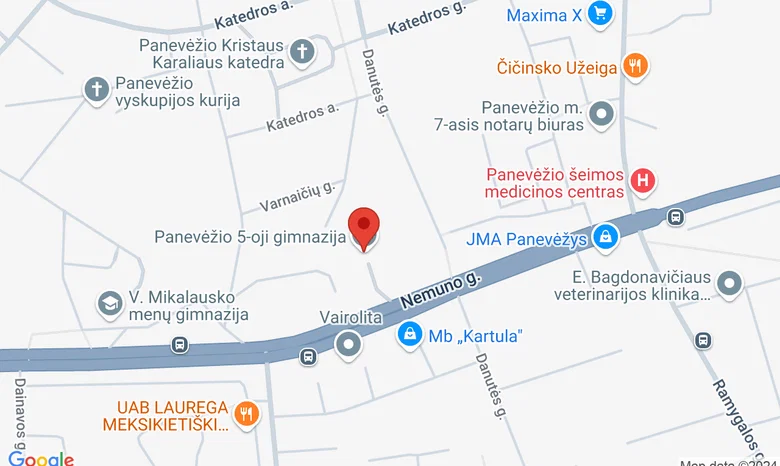 Panevėžio 5-os gimnazijos aktų salė žemėlapis