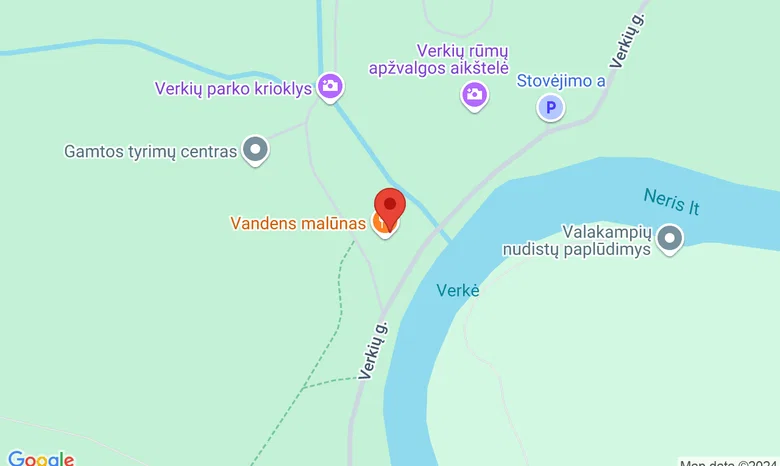 Neris tarp Verkių malūno ir Baltojo tilto žemėlapis