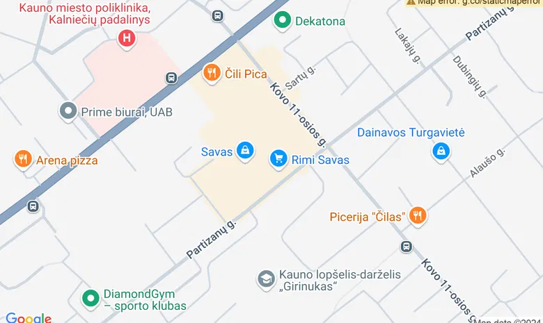 SAVAS - pirkinių centras žemėlapis