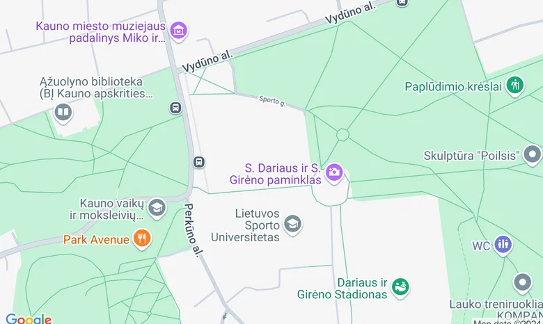 Kauno ąžuolynas, ties paminklu Dariui ir Girėnui žemėlapis