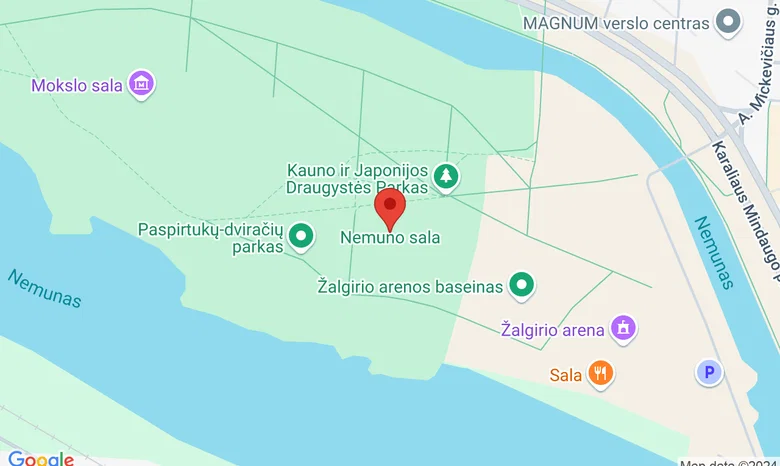 Buvęs valčių uostas Nemuno saloje (salos vakariniame smaigalyje) žemėlapis