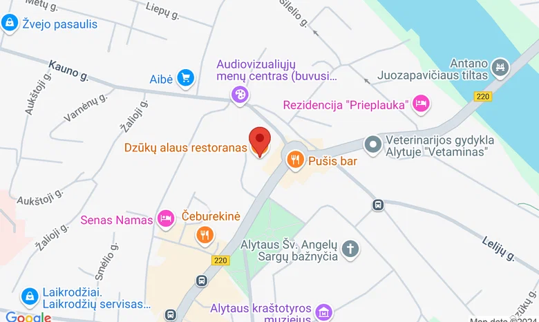 Dzūkų alaus restoranas žemėlapis