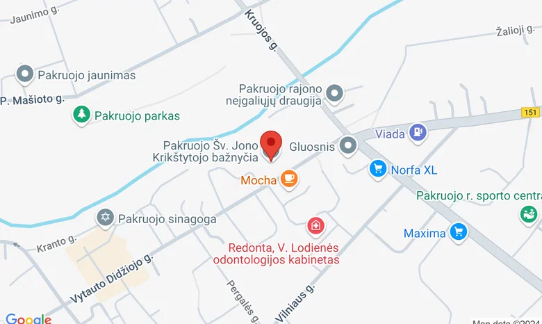 Pakruojo Šv. Jono Krikštytojo bažnyčia žemėlapis