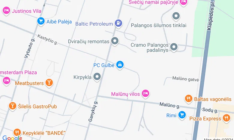 Palangos sporto centras žemėlapis