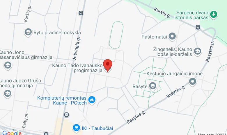 Kauno Tado Ivanausko progimnazija žemėlapis