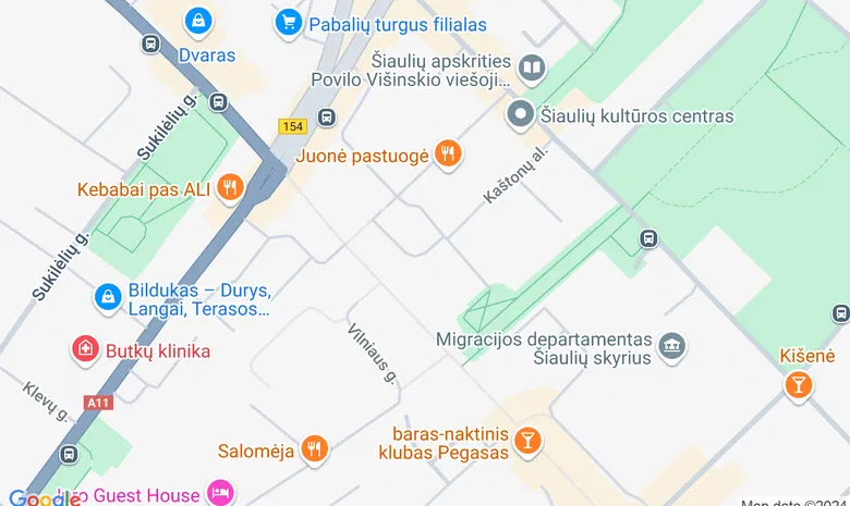 Šiaulių pėsčiųjų bulvaras žemėlapis