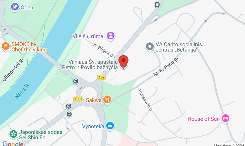 Vilniaus Šv. Apaštalų Petro ir Povilo bažnyčia  žemėlapis