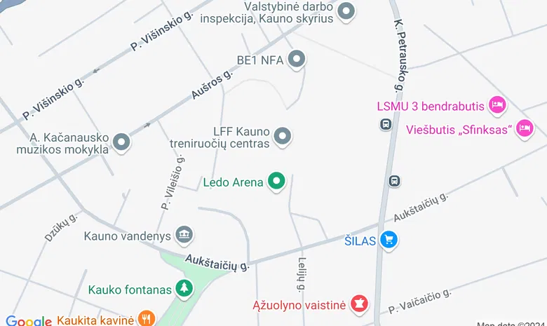 Kauno futbolo maniežas žemėlapis