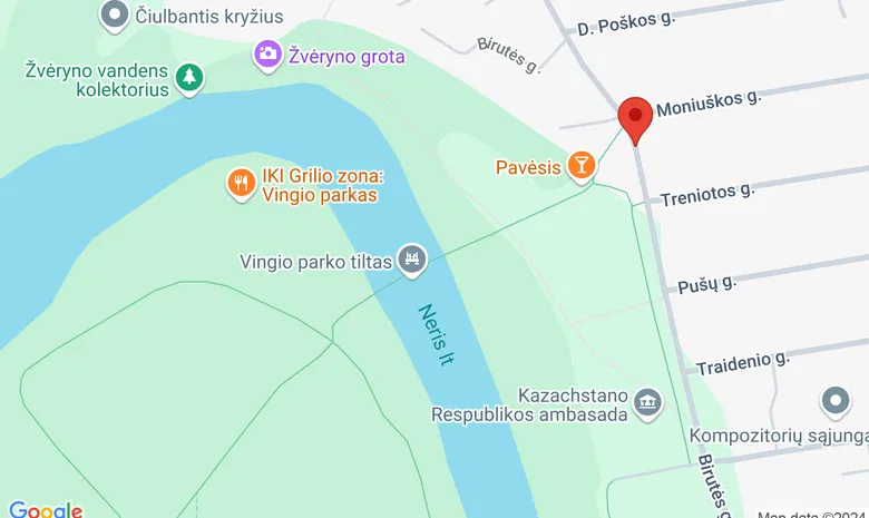 Birutės g., Žvėrynas, prie pėsčiųjų tilto į Vingio parką žemėlapis