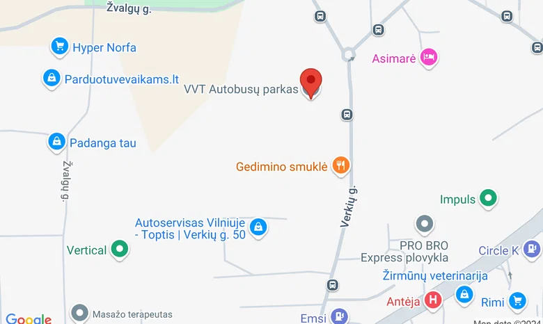 Vilniaus autobusų parkas (Verkių g. 52, Vilnius) žemėlapis