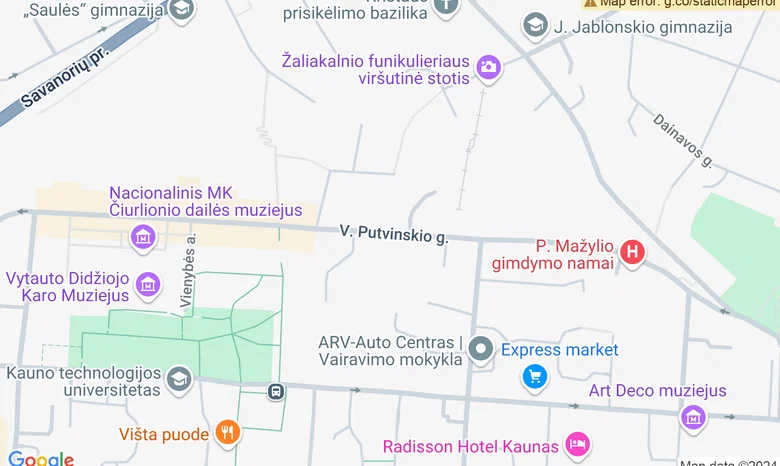 E. Levino skveras, V. Putvinskio g. žemėlapis