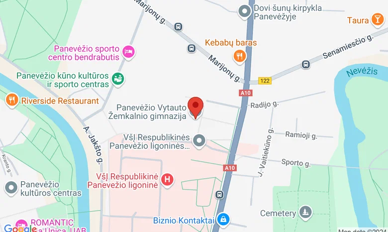 Panevėžio Vytauto Žemkalnio gimnazija žemėlapis