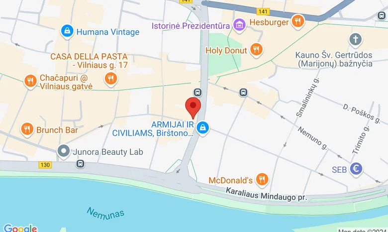 Ragainė-Kaunas žemėlapis