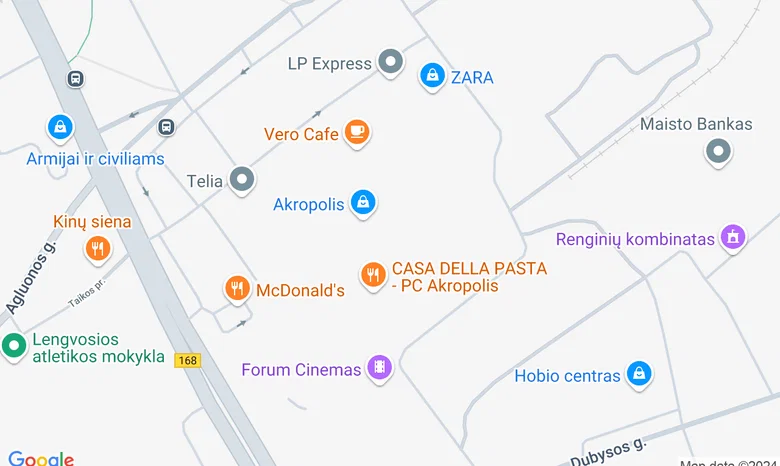 Prie prekybos ir pramogų centro Akropolis žemėlapis