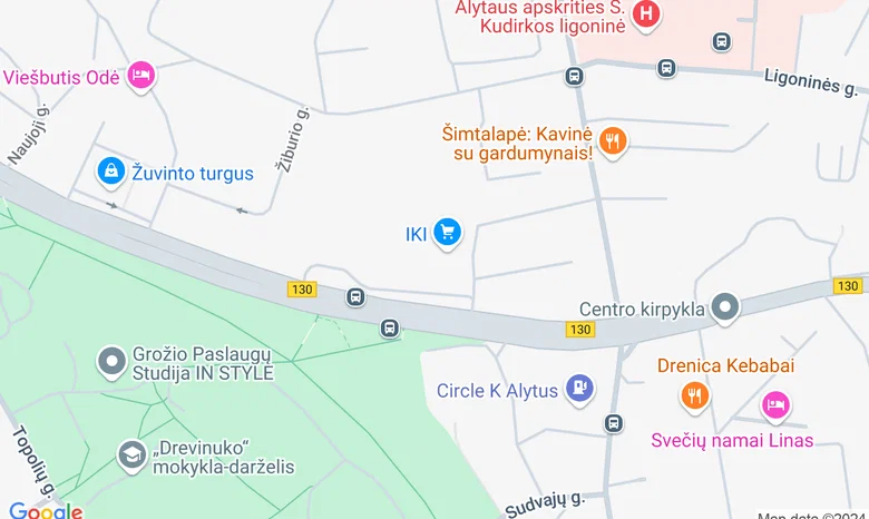 Punios miestelio centras žemėlapis