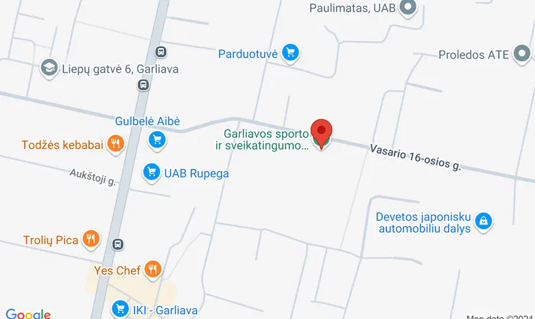 Garliavos sporto ir kultūros centras (Vasario 16-osios g. 8,  Garliava, Kauno rajonas) žemėlapis